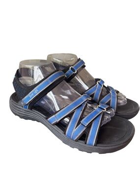 Sketchers Tone Up Sandals Black Blue Water Shoes Outdoor Hiking Size 9